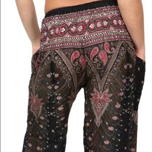 Black & Red Peacock Harem Pants -One Tribe Apparel